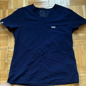 Figs Blue Crew Neck Shirt with Logo Detail